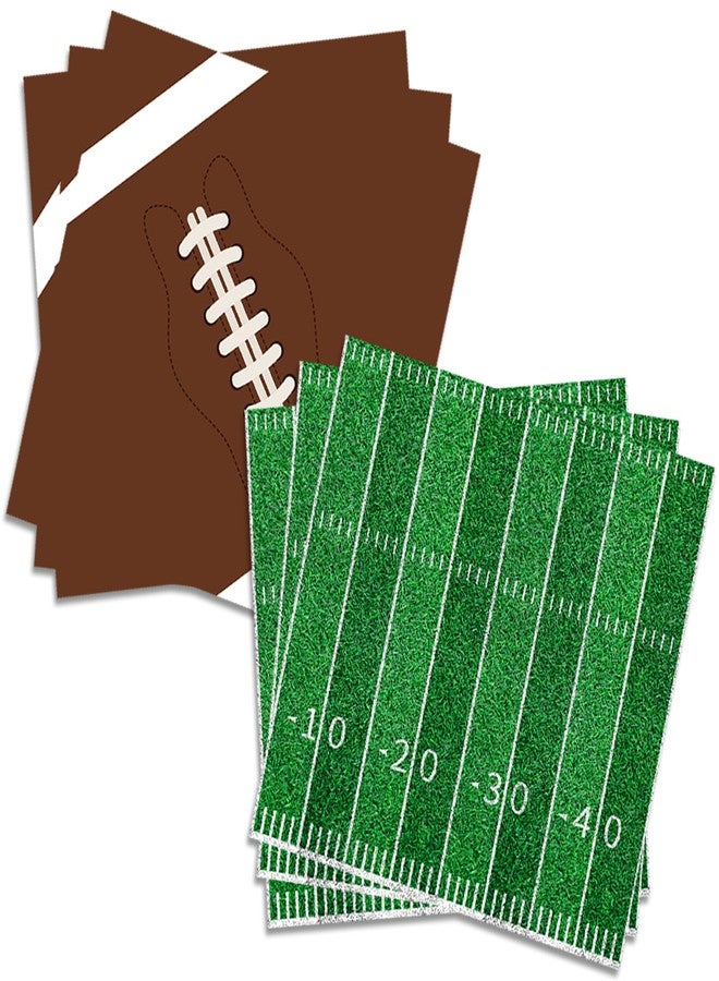 Merriva 50 Count Football Party Paper Napkins – 25 Football Design and 25 Field Design, Disposable Beverage Cocktail Napkins for Game Day, Sports Birthday, Tailgate, and Team Celebration Decorations - Image 1
